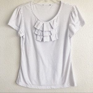 White w Black Polka Dot Top Sz Juniors XL 14/16